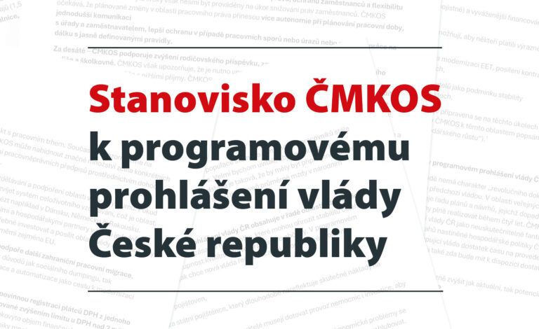ČMKOS k programovému prohlášení vlády ČR