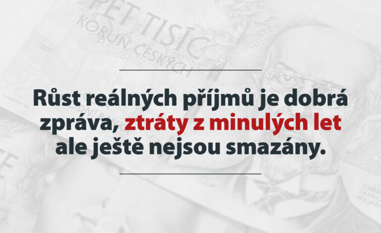 Růst reálných příjmů je dobrá zpráva, ztráty z minulých let ale ještě nejsou smazány