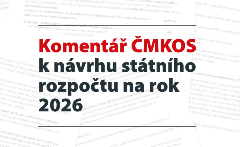 Komentář ČMKOS k návrhu státního rozpočtu na rok 2026