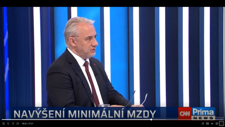 Josef Středula debatoval na CNN Prima News o důchodech, mzdách i pracovních podmínkách